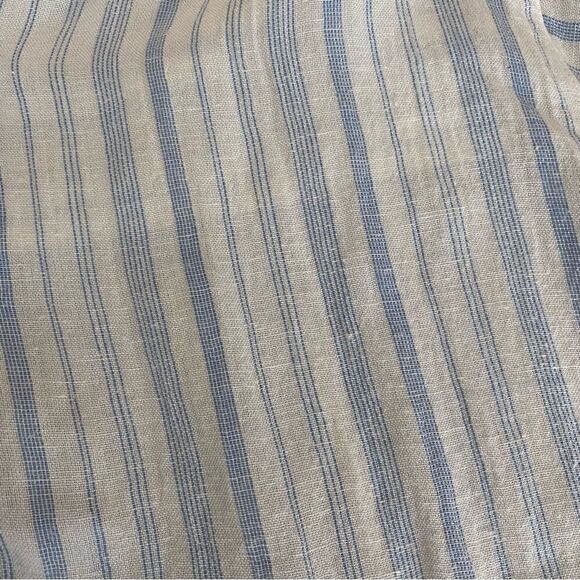 Ana Linen Blend Button Front Camp Shirt Short Sleeve Blue White Stripe Small - Picture 4 of 4